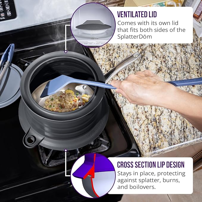 L.I.Q Silicone Splatter Guard – Fits 8 and 10 Inch Pots – Microwave Safe and - Image 5