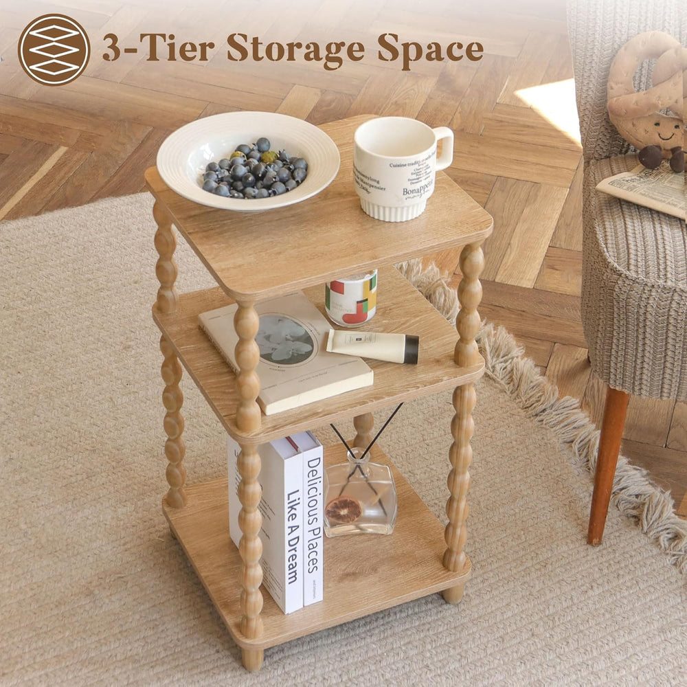 Fultyle End Table, Modern Side Table with 3 Tier Open Shelf, Small Table Bed ...