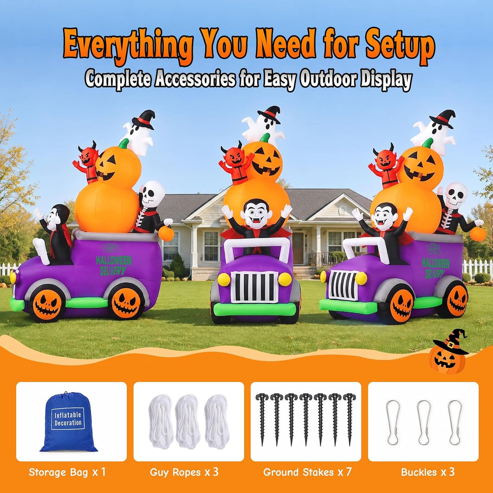 Elegear 8FT Parade Truck Halloween Inflatable, Outdoor Yard Lawn Decor