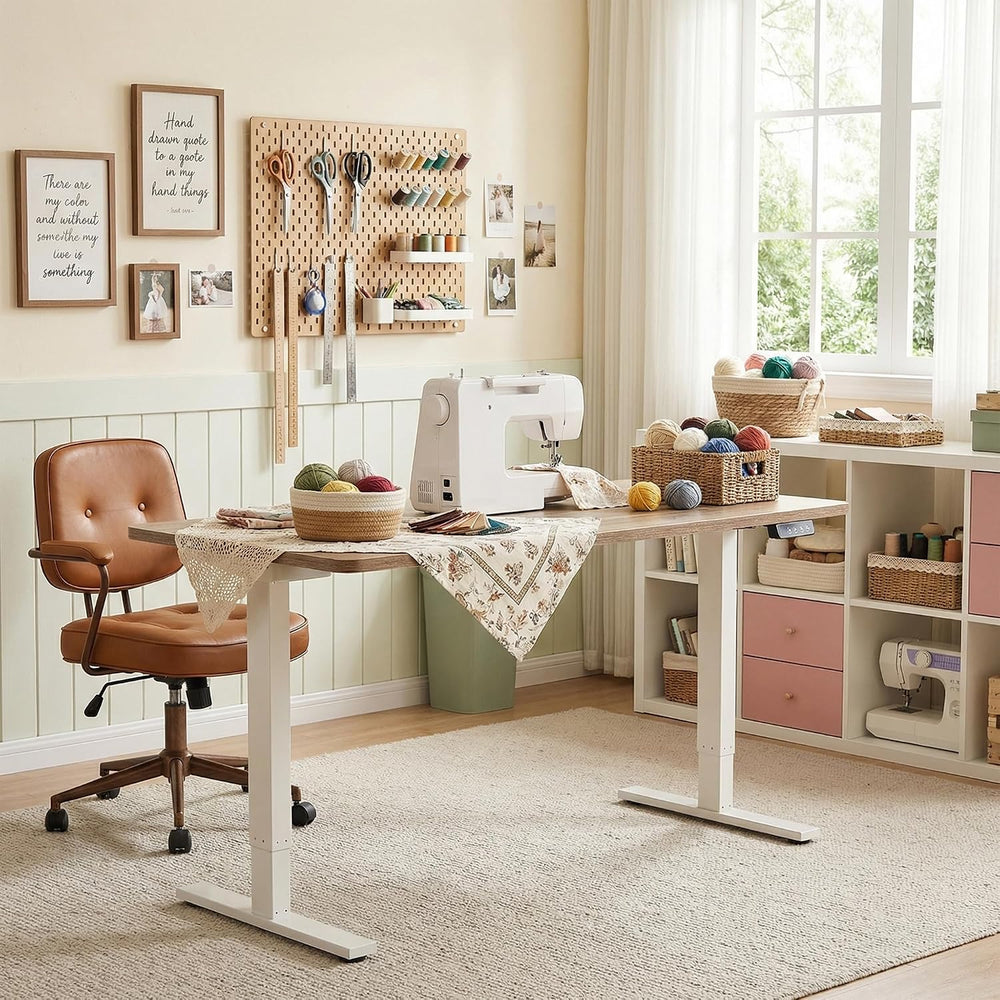 TIQLAB Electric Adjustable Sewing Table, 47"x24" Workbench Adjustab...