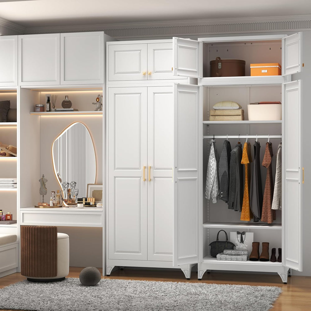 Polup 15" High White Metal Wall Cabinet, Overhead Closet Storage Unit