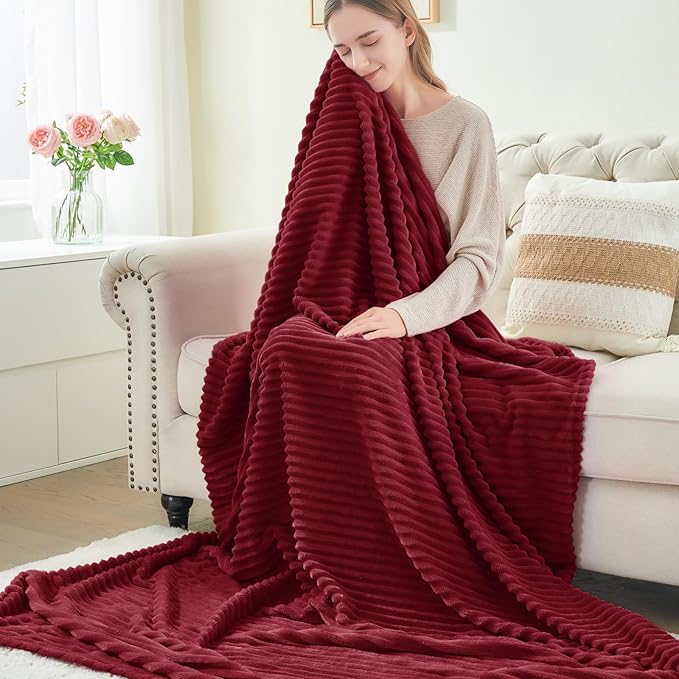 BEDELITE Fleece Blanket Twin Size – 3D Ribbed Jacquard Soft and Warm Decorative - Image 6