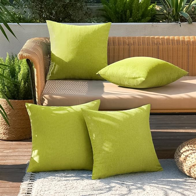 MIULEE Pack of 4 Decorative Outdoor Throw Pillow Covers Linen Waterproof Pillow - Image 3