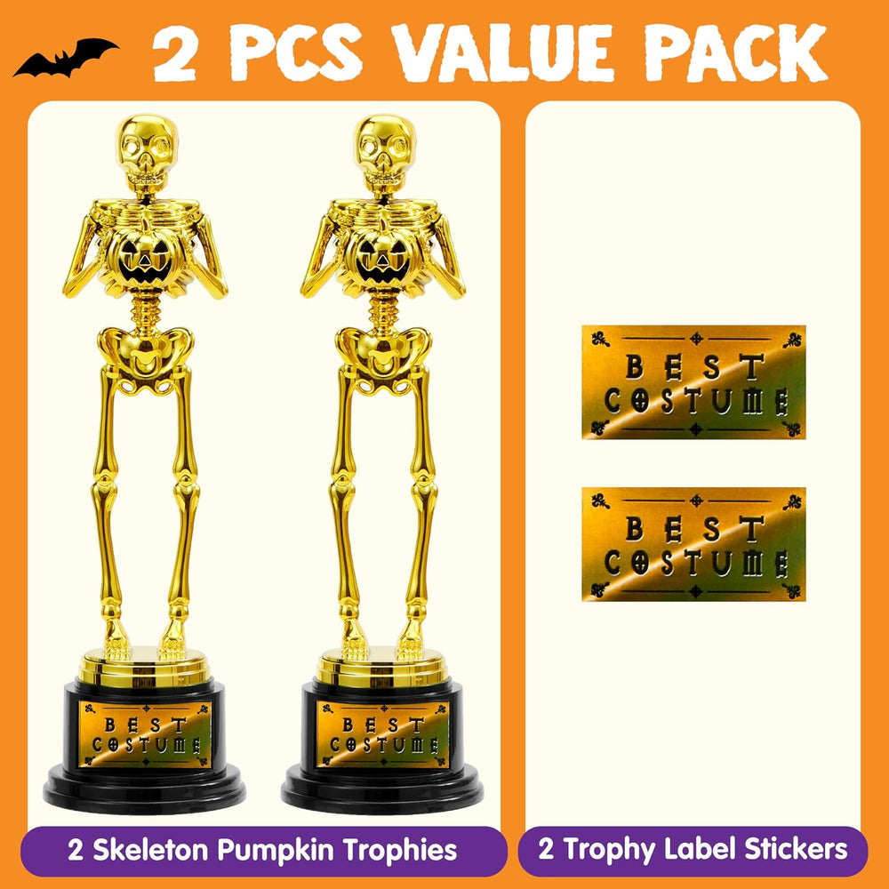 JOYIN 2 PCS Halloween Trophy Best Costume Skeleton Awards 10.6×3.2” for Hallo...