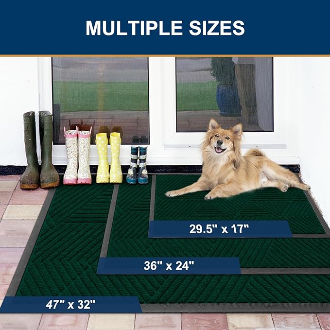 Smiry Front Door Mat Outside Entrance, Heavy Duty Sturdy Natural Rubber Doormat - Image 2