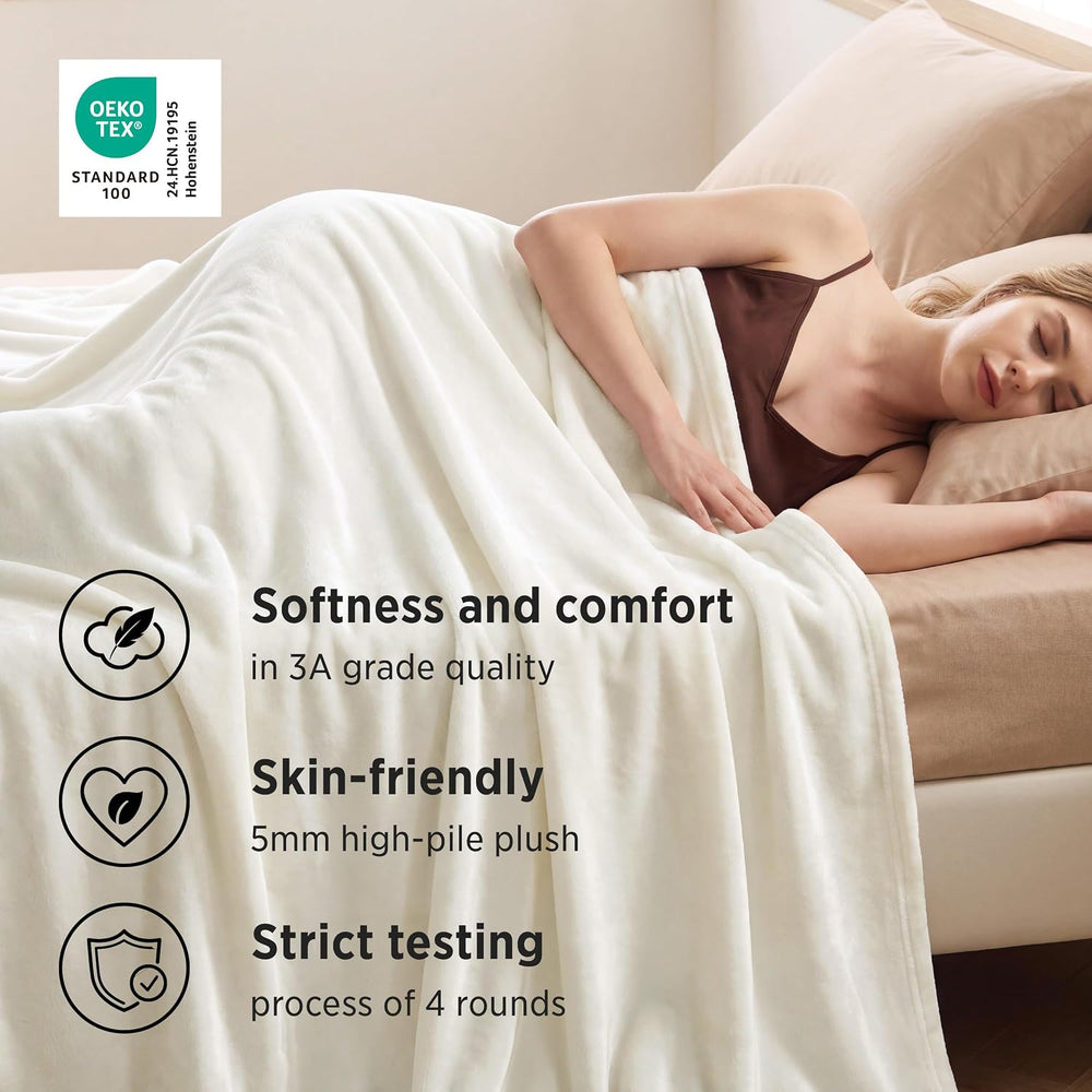 Bedsure Fleece Blankets King Size Cream - Bed Blanket Soft Lightweight Plush ...