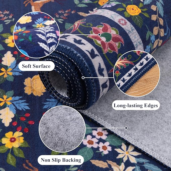 HEBE Washable Hallway Runner Rug 2'x 8' Non Slip Kitchen Rugs Runner, Low Pile - Image 6