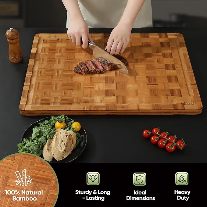 XXXLarge Bamboo Cutting Boards Charcuterie Board Best Non Toxic Large Butcher - Image 6