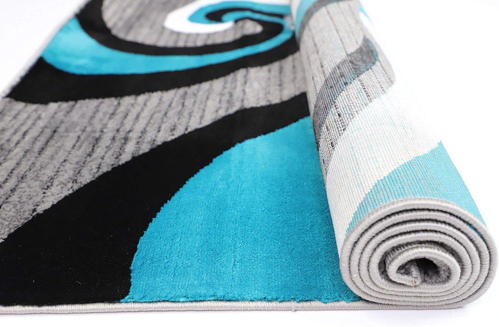 GLORY RUGS Modern Area Rug Swirls Carpet Bedroom Living Room Contemporary Din...
