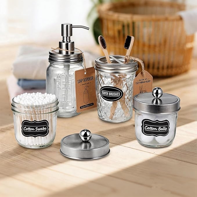 Amolliar Mason Jar Liquid Soap Dispenser Lids, 304 Stainless Steel Pump16oz - Image 2
