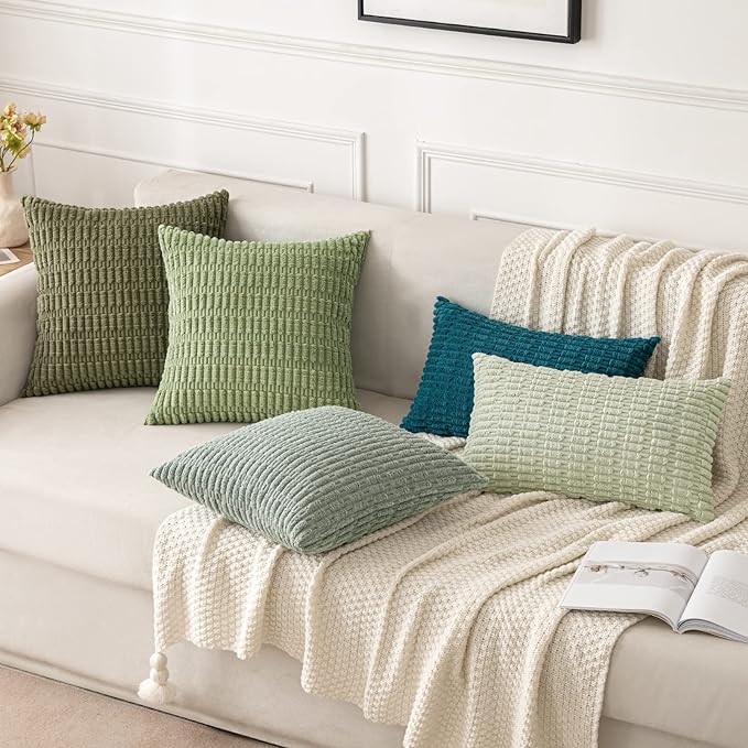 MIULEE Pack of 2 Spring Corduroy Decorative Throw Pillow Covers 12x12 Inch Soft - Image 5