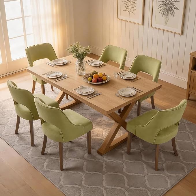 ClinQ Wooden Dining Chairs Set of 2, Modern Fabric Upholstered Kitchen Chairs...