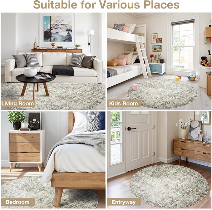 Round Rug 8ft Circle Rug Washable: Carpet Circular Area Rug - Image 8