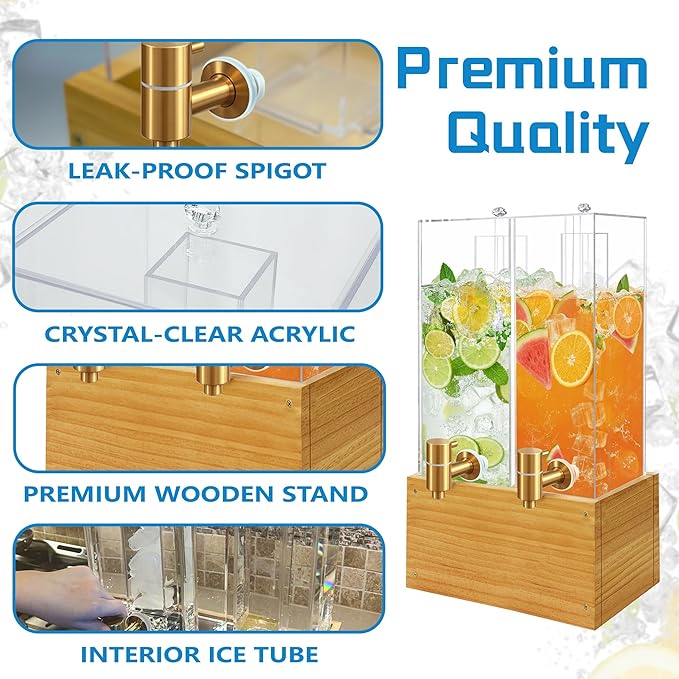 2 Pack 2 Gallon Large Drink Dispenser, Drink Dispenser