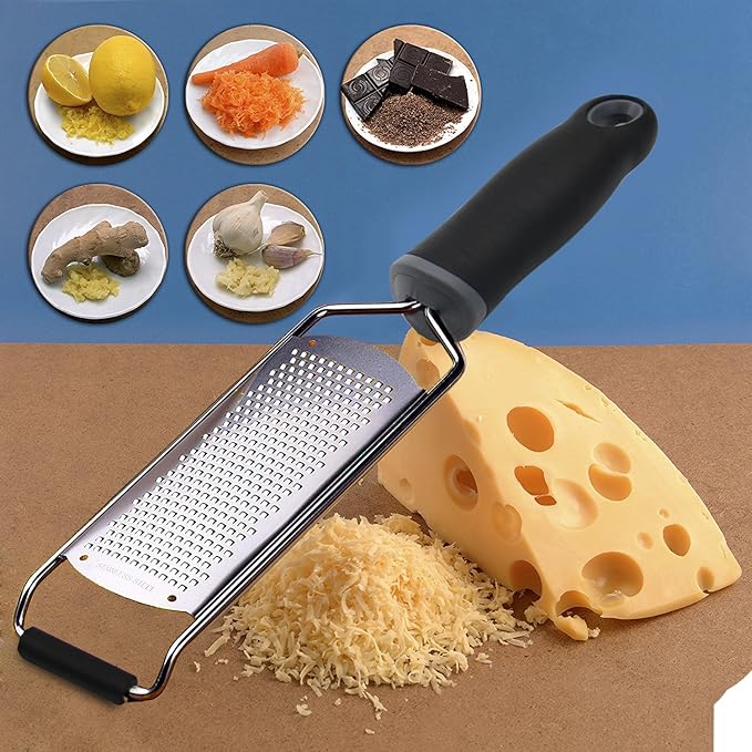 Stainless Steel Cheese Grater, Ergonomic Soft Handle Lemon Ginger Potato Zester - Image 3