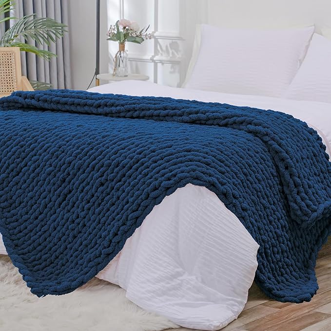 Bigacogo Chunky Knit Throw Blanket by Bigacogo