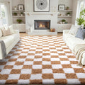 Ophanie Checkered Beige & White Rug by Ophanie