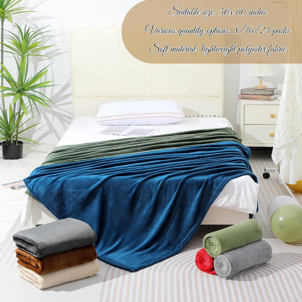 8 Pcs Flannel Fleece Throw Blanket Bulk 50 x 60 in Soft Fleece Throw Blankets...