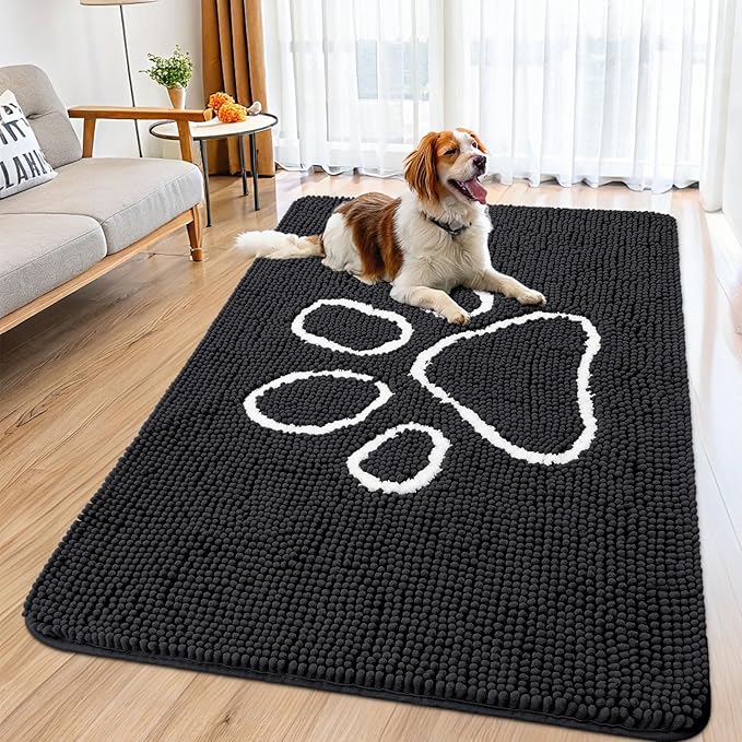 Smiry Dog Door Mat for Muddy Paws, Absorbent Dirt Trapper Non Slip Quick Dry by Smiry