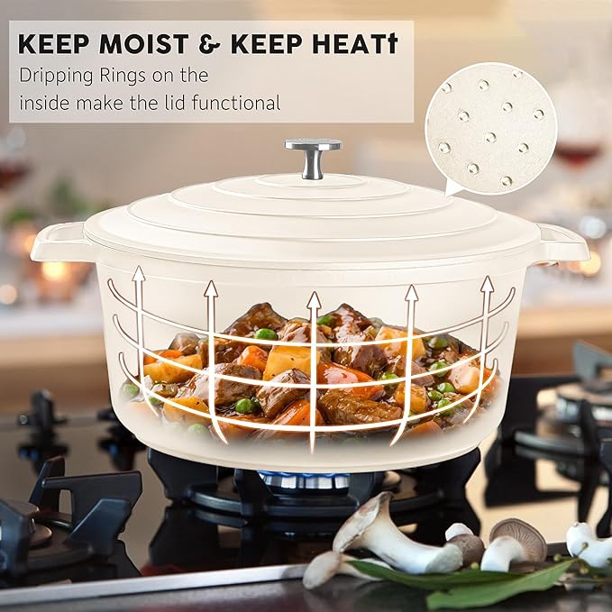 Large Dutch Oven Pot with Lid-7.5QT Cast Aluminum Oven Pot with Two Handles - Image 5