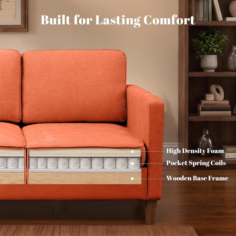 80" Chenille Sofa Mid Century Modern 3 Seater Couch for Living Room Office