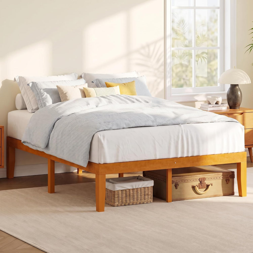 DUMOS Solid Wood Full Size Bed Frame, 12inch, 700LBS