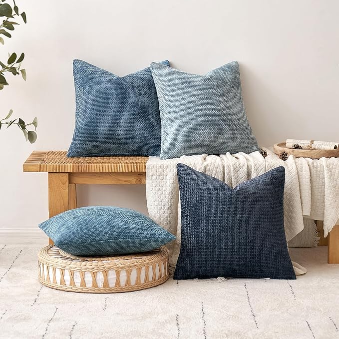 MIULEE Pack of 2 Couch Throw Pillow Covers 20x20 Inch Coastal Smoke Blue Modern - Image 4