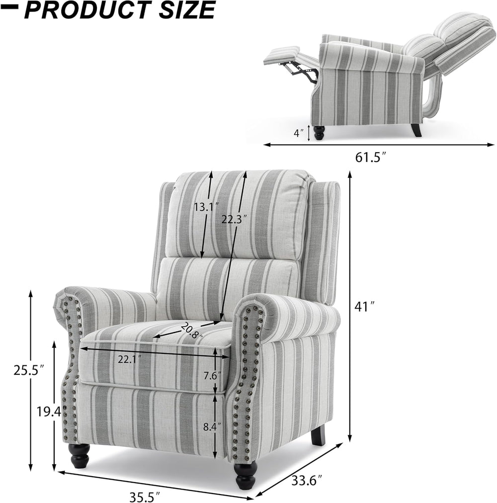 Recliner Chair, Modern Pushback Armchair with Adjustable Backrest & Footr...