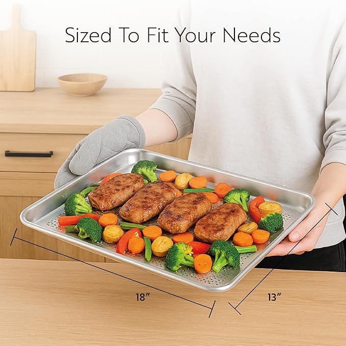 Restaurantware 1 Perforated Bakery Sheet Pan, 18 x 13 Inch Industrial Baking - Image 2