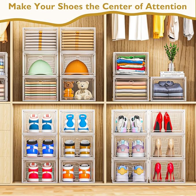 12 Pack Clear Shoe Storage Organizer - Image 2