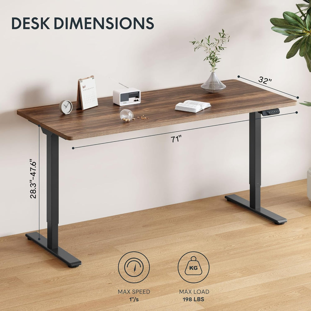 FLEXISPOT 71"x32" Large Dual Motor Electric Standing Desk, Black Wa...
