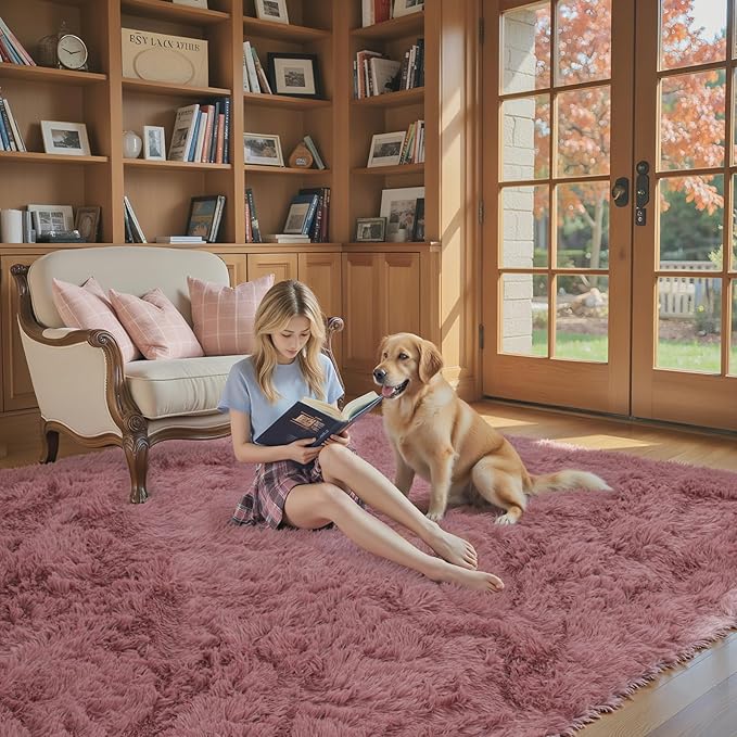 Area Rugs 9x12 Living Room, Shaggy Carpet Soft Plush Furry Bedside Rug Large - Image 3
