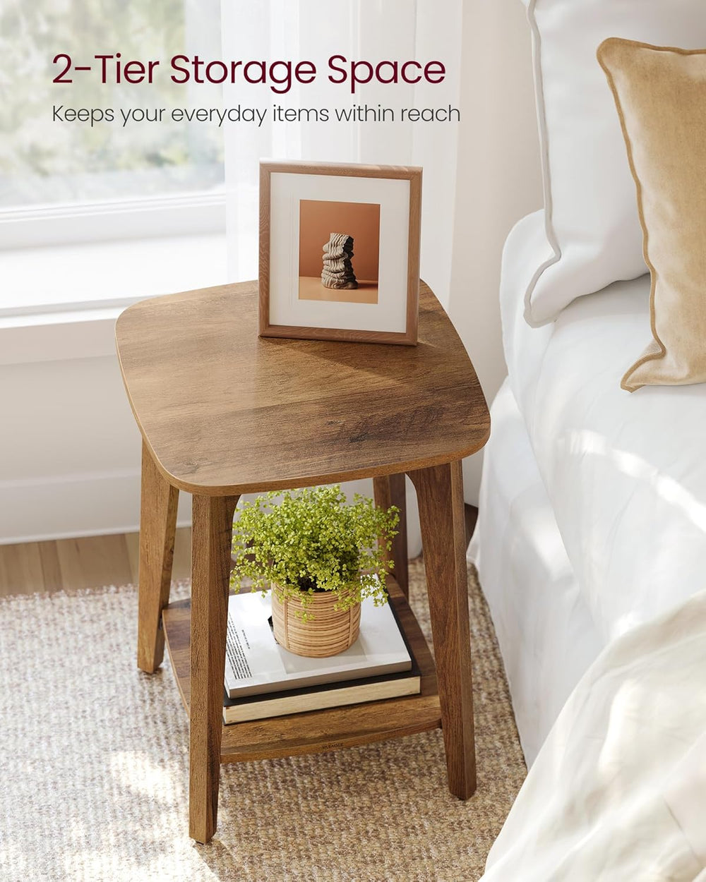 VASAGLE MAEZO Collection - Side Table, 2-Tier Small Square End Table, Nightst...