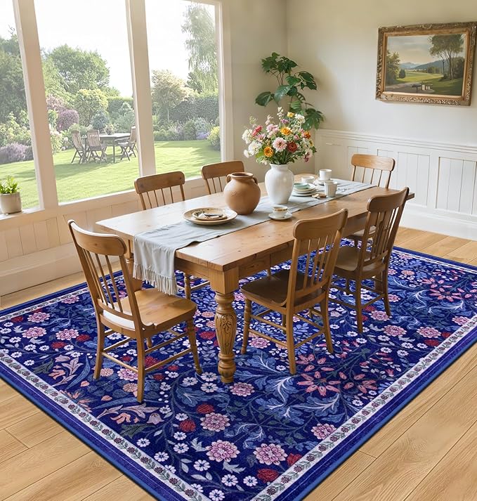 10x14 Area Rugs for Living Room: Floral Washable Rug Vintage Large Soft Boho - Image 4