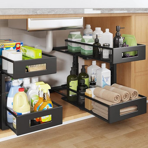 2 Packs 17IN Depth Under Sink Organizer, 2-Tier Pull Out Cabinet Organizer by UnderSinkOrganizer