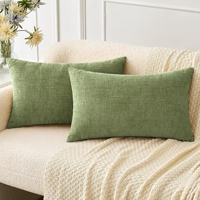 MIULEE Pack of 2 Couch Throw Pillow Covers 12x24 Inch Spring Soft Sage Green by MIULEE