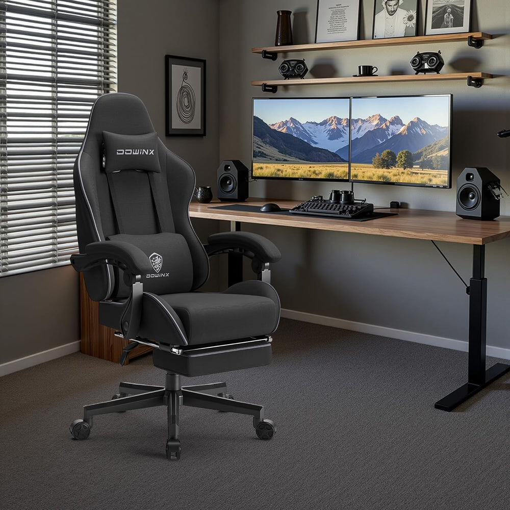 Dowinx Gaming Chair Fabric with Pocket Spring Cushion, Massage Game Chair Clo...
