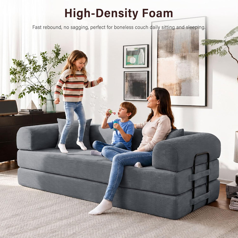 79" Convertible Sofa Bed, Boneless Sleeper Futon Couch for Living Room |...