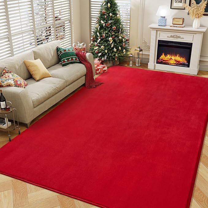 Amearea Modern Area Rugs for Bedroom Living Room, 4x6 Feet Red Thickened Memory by AmeareaDirect