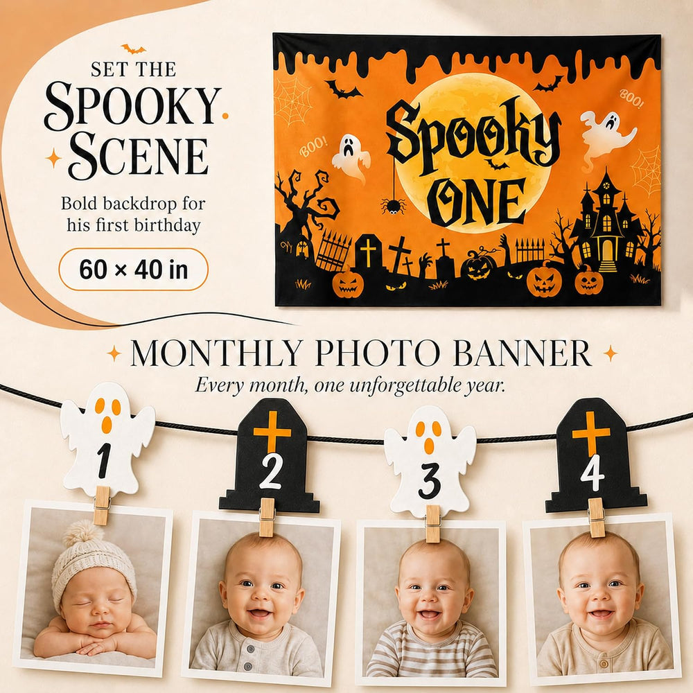 Halloween 1st Birthday Party Decorations,Spooky One Birthday Supplies Decor