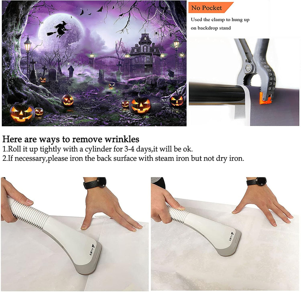 Avezano 10x7ft Purple Halloween Backdrop Spooky Photography Background