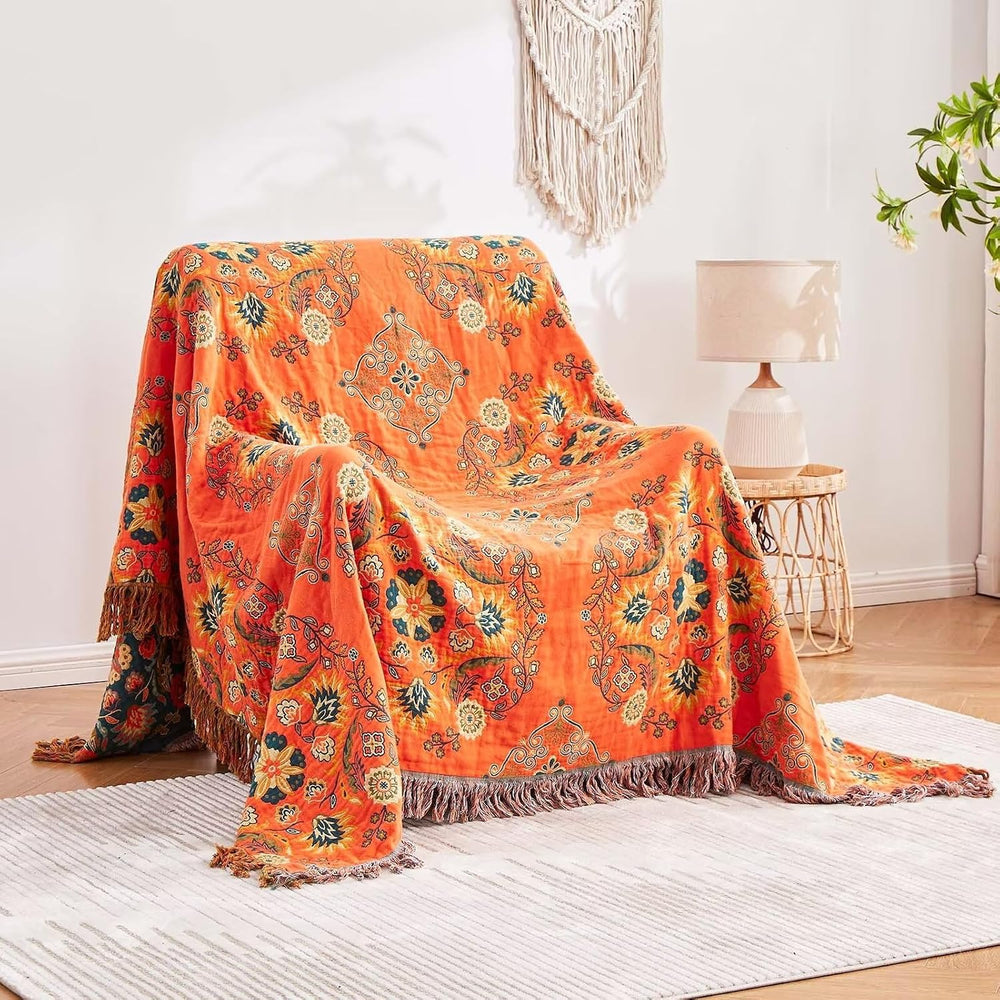 XIBLC Boho Throw Blanket, 100% Cotton Ultra Soft Luxury Throw Rustic Quilt, 6...