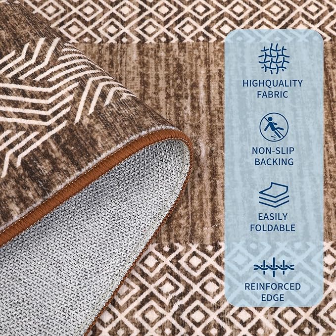GarveeHome 2.5x8 Modern Bordered Runner Rug Soft Non Slip Washable Floor Carpet - Image 4