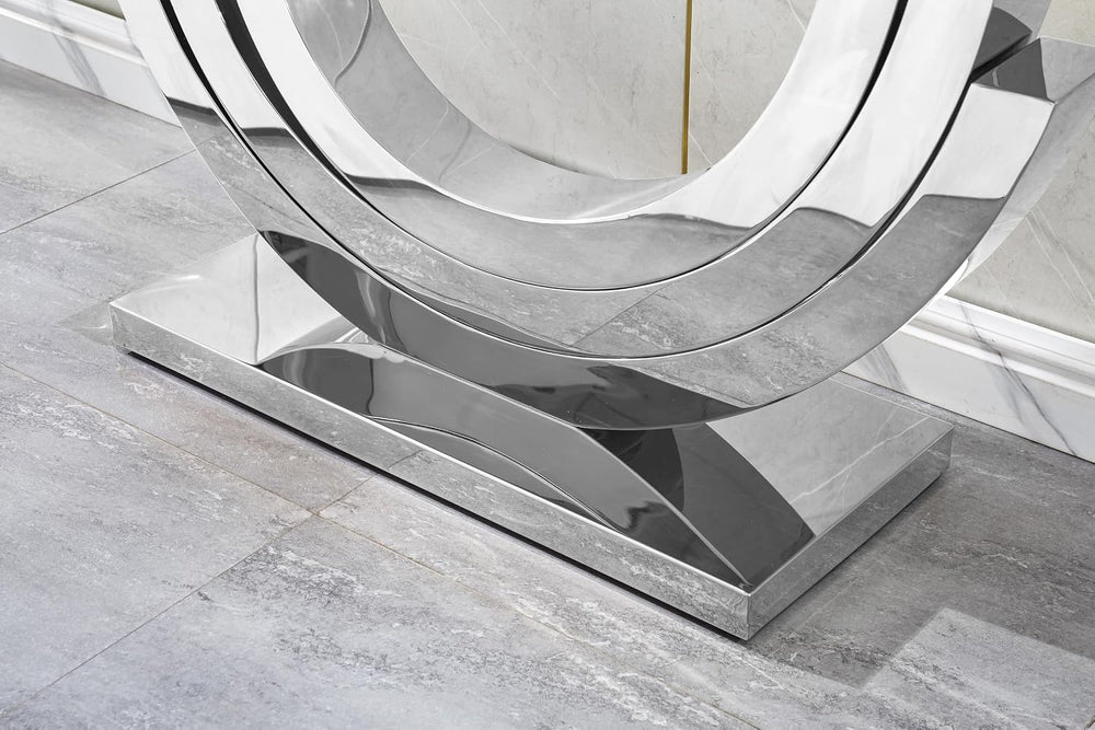 HomVent Glass Sofa Table with Silver Stainless Steel Base | 47"Rectangul...