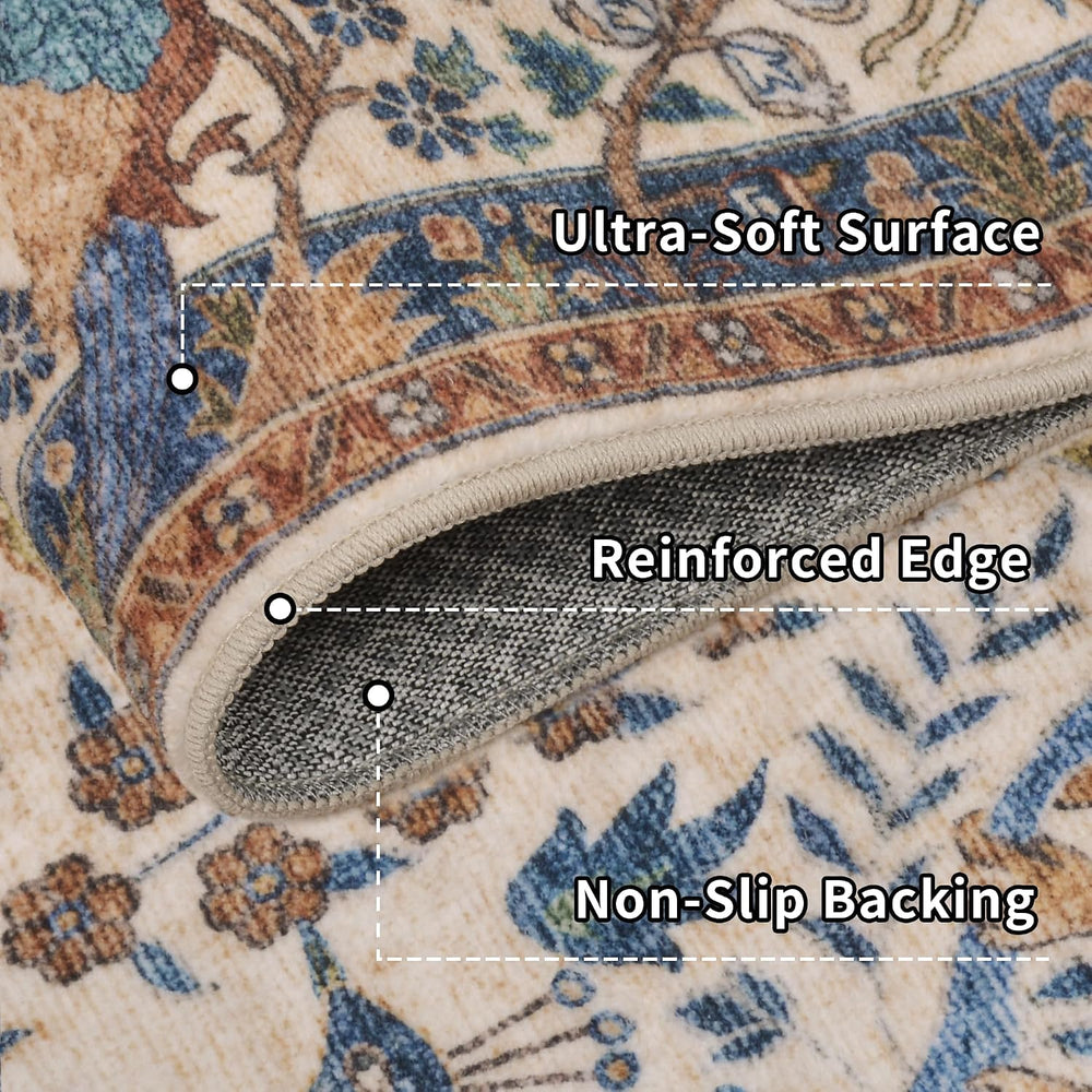 8x10 Large Area Rug Vintage Animals Floral Print Indoor Carpet