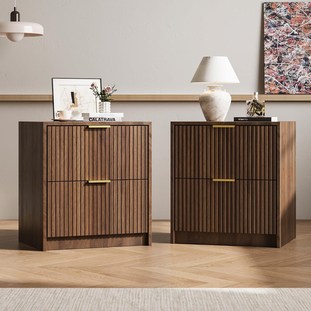Walnut 3-Piece Bedroom Set, 10-Drawer Dresser & 2-Drawer Nightstands