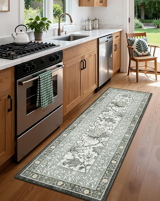 GarveeHome Provence Fog 2x6 Washable Kitchen Runner Rugs Non Slip Vintage Boho - Image 2