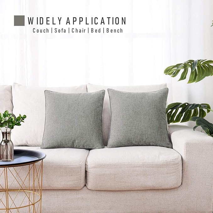 HPUK Linen Throw Pillow Covers Pack of 2, 18x18 Inch Accent Cushion Covers - Image 7