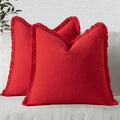 MIULEE Decorative Throw Pillow Covers Neutral Linen Fringe Throw Pillows Set of by MIULEE