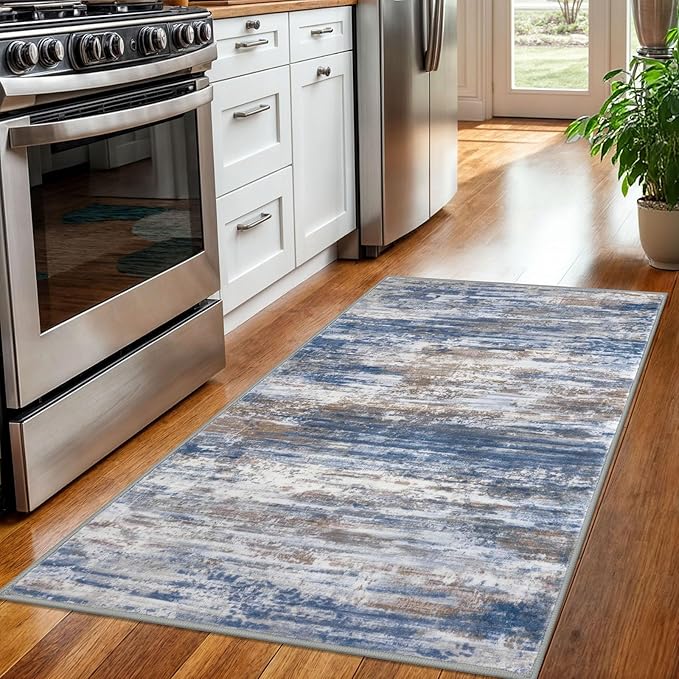 KOZYFLY Modern Abstract 3x5 Large Entryway Rug Non-Slip Washable Area Rug - Image 3